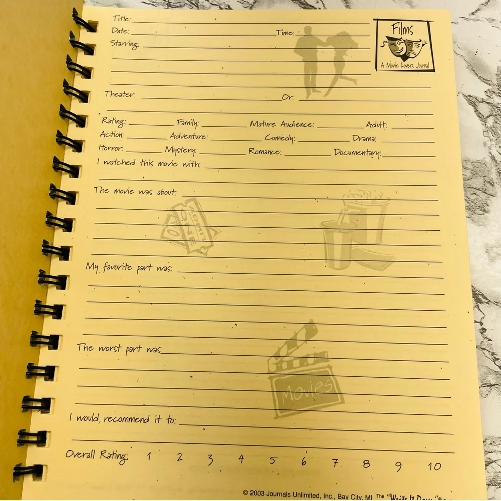 Tan Spiral-Bound Movie Lovers Journal